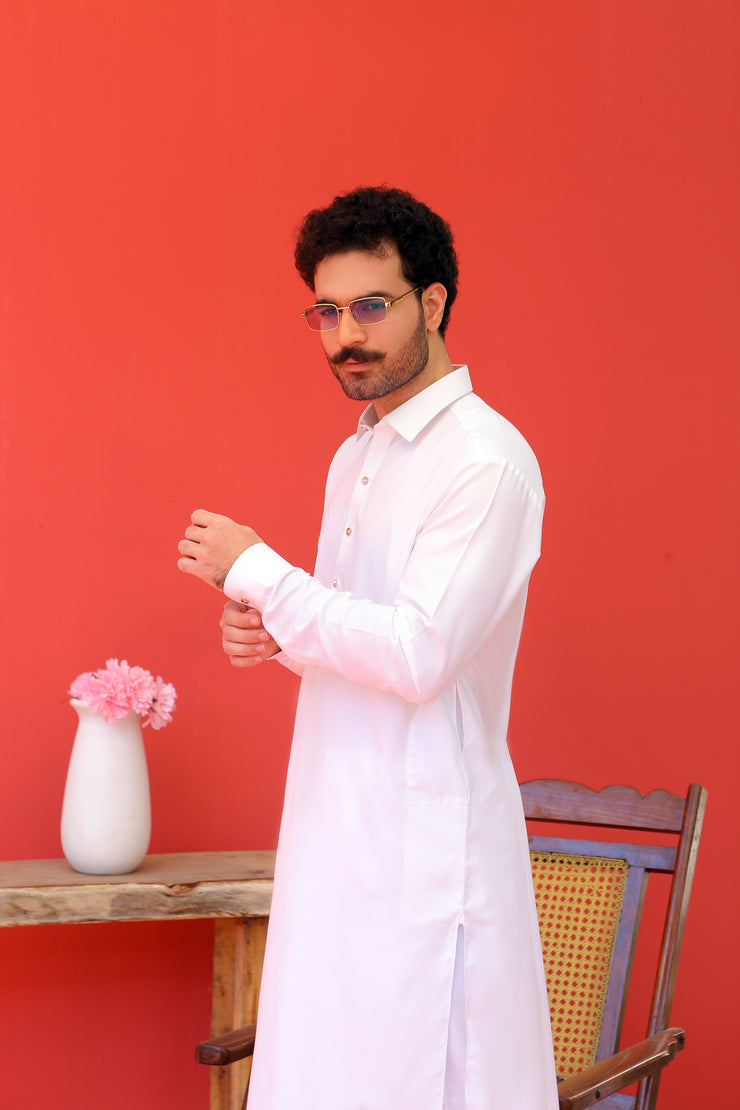 Stitched Pure White Kameez Shalwar