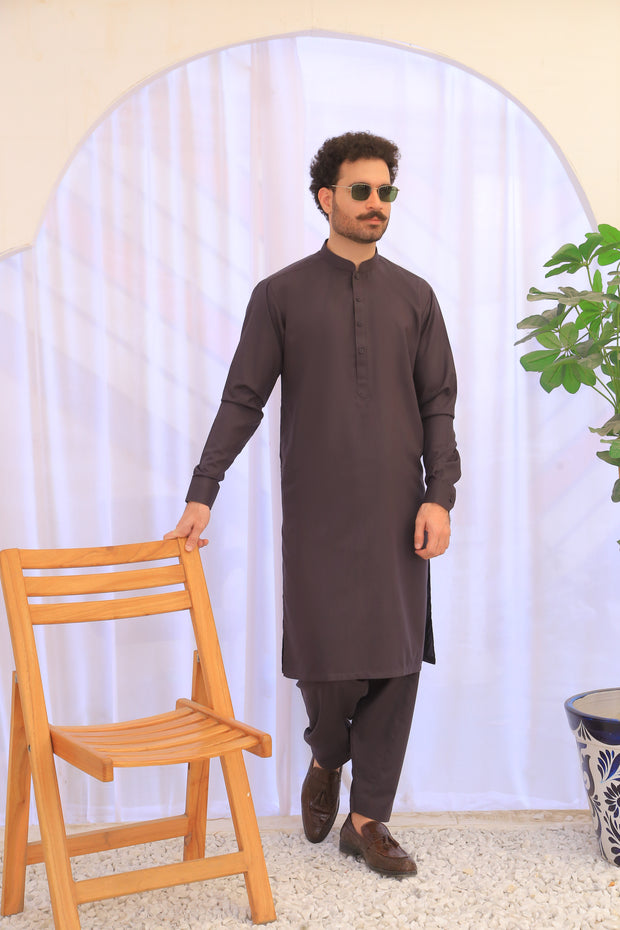 Stitched Woody Brown Kurta Shalwar