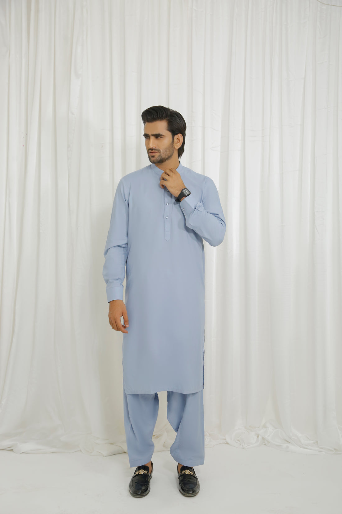 Sky Blue Men's Kurta Shalwar – Sherwani Ban Style