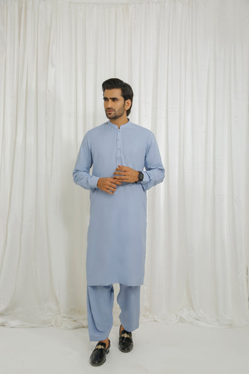 Sky Blue Men's Kurta Shalwar – Sherwani Ban Style