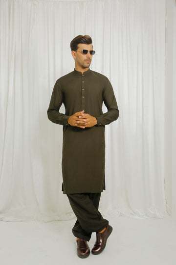 Olive Green Men's Kurta Shalwar – Sherwani Ban Style