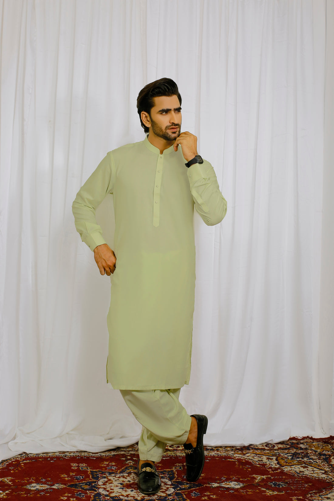 Pistachio Mist Men's Kurta Shalwar – Sherwani Ban Style