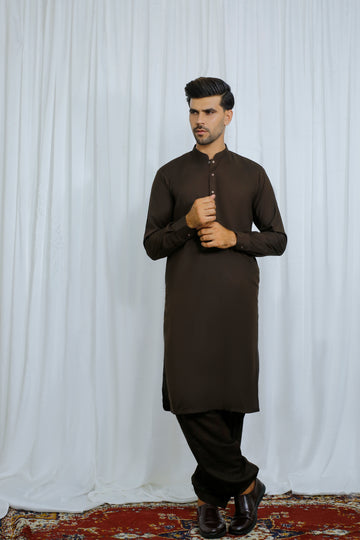 Dark Brown Men's Kurta Shalwar – Sherwani Ban Style