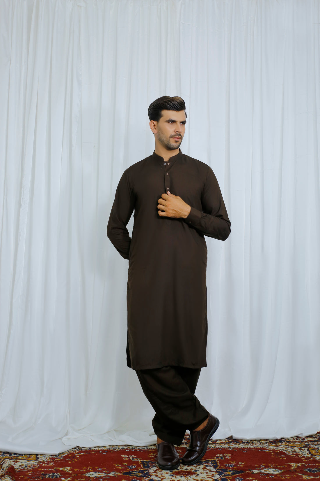 Dark Brown Men's Kurta Shalwar – Sherwani Ban Style