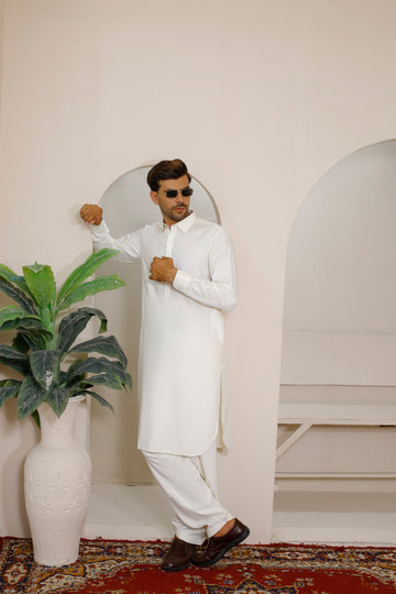 Off-White Men's Boski Kurta Shalwar – Shirt Collar Style