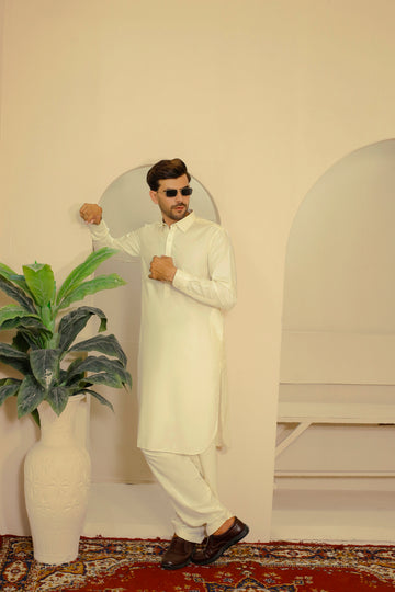 Classic Men's Boski Kurta Shalwar – Shirt Collar Style
