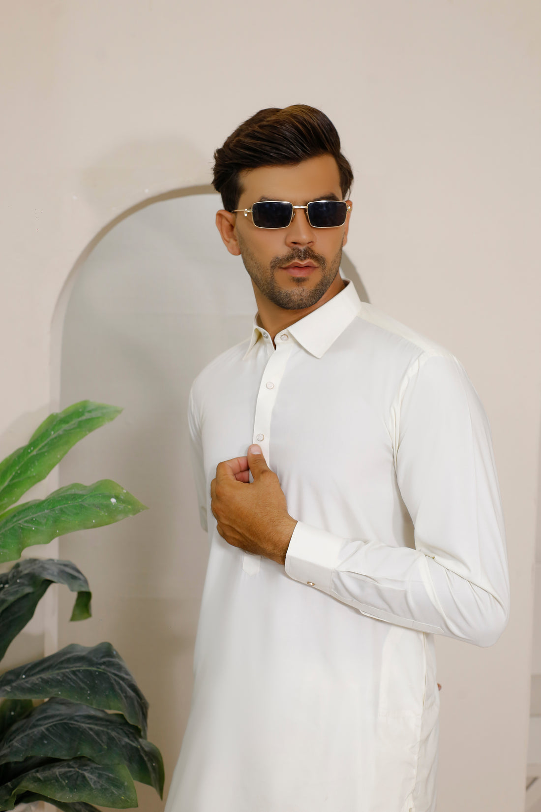Off-White Men's Boski Kurta Shalwar – Shirt Collar Style