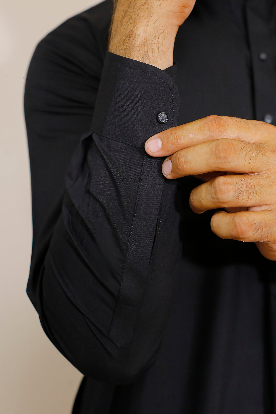 Jet Black Men's Kurta Shalwar – Shirt Collar Style