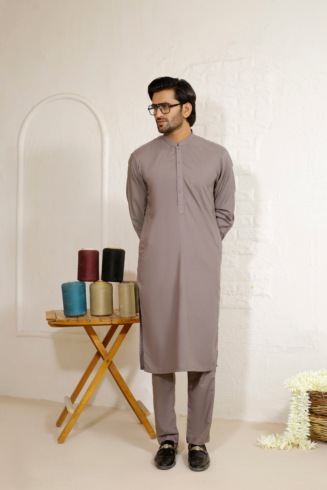Dust Grey Men's Kurta Trouser – Sherwani Ban Style