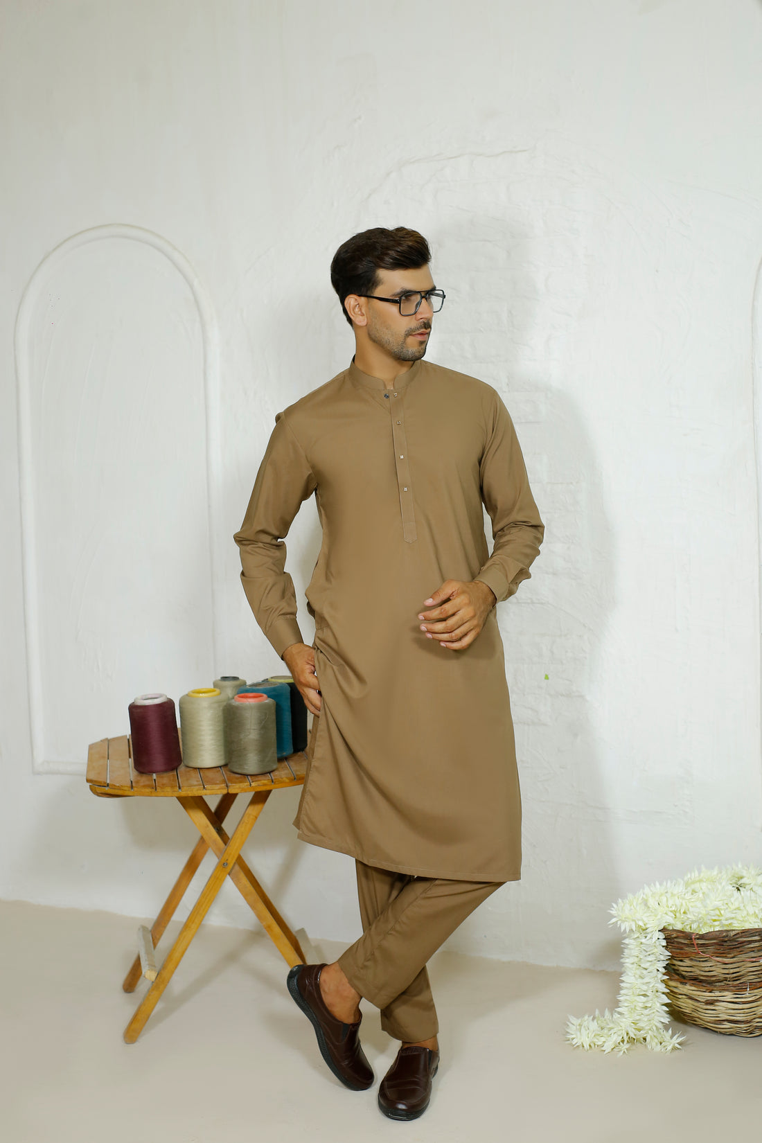 Pale Brown Men's Kurta Trouser – Sherwani Ban Style