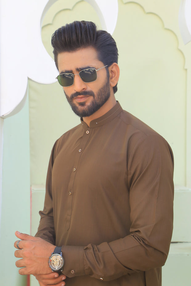 Stitched Brown Kurta Shalwar