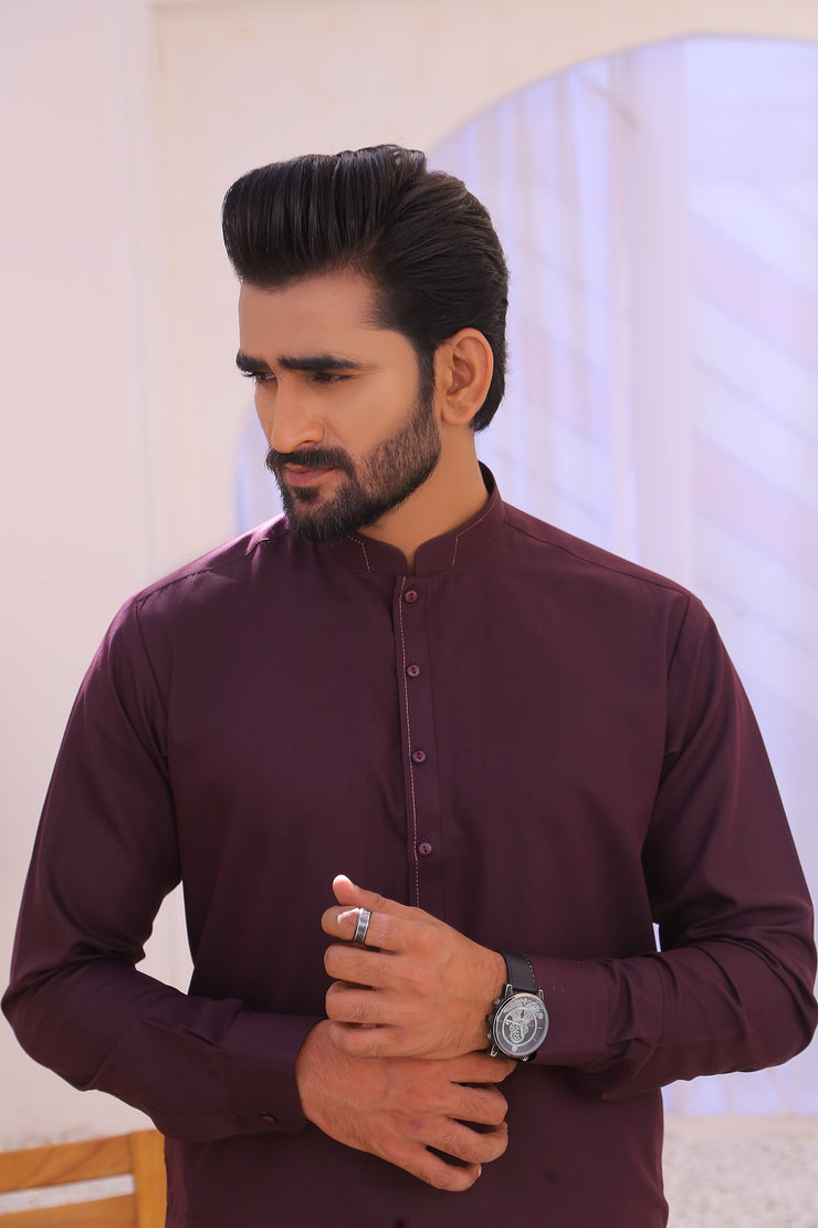 Stitched Maroon Kurta Shalwar