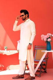 Stitched Off-White Kameez Shalwar